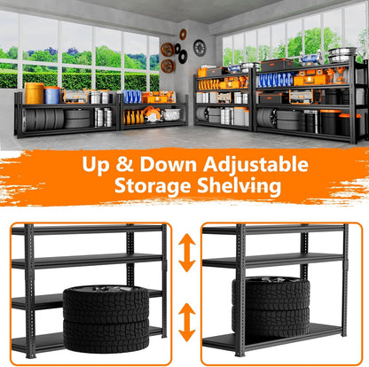Storage Shelves Heavy Duty 3 PCS, 60" L x 24" W x 78" H Garage Storage Shelves Unit Loads 3700LBS, 5-Tier Adjustable Metal Industrial Utility Shelf Rack for Kitchen, Laundry Room, Warehouse, Basement