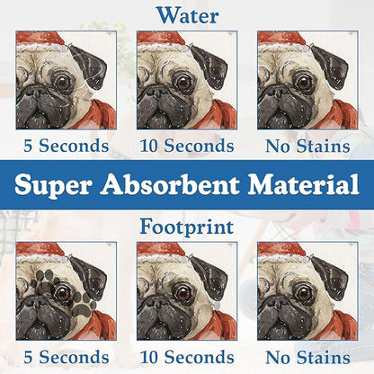 Chirstmas Dog Coffee Dog Cat Food Mat–Absorbent Waterproof Placemat for Food and Water Bowls, Non Slip Rubber Backing, Feeding Mat for Clean Floors 16"x24"