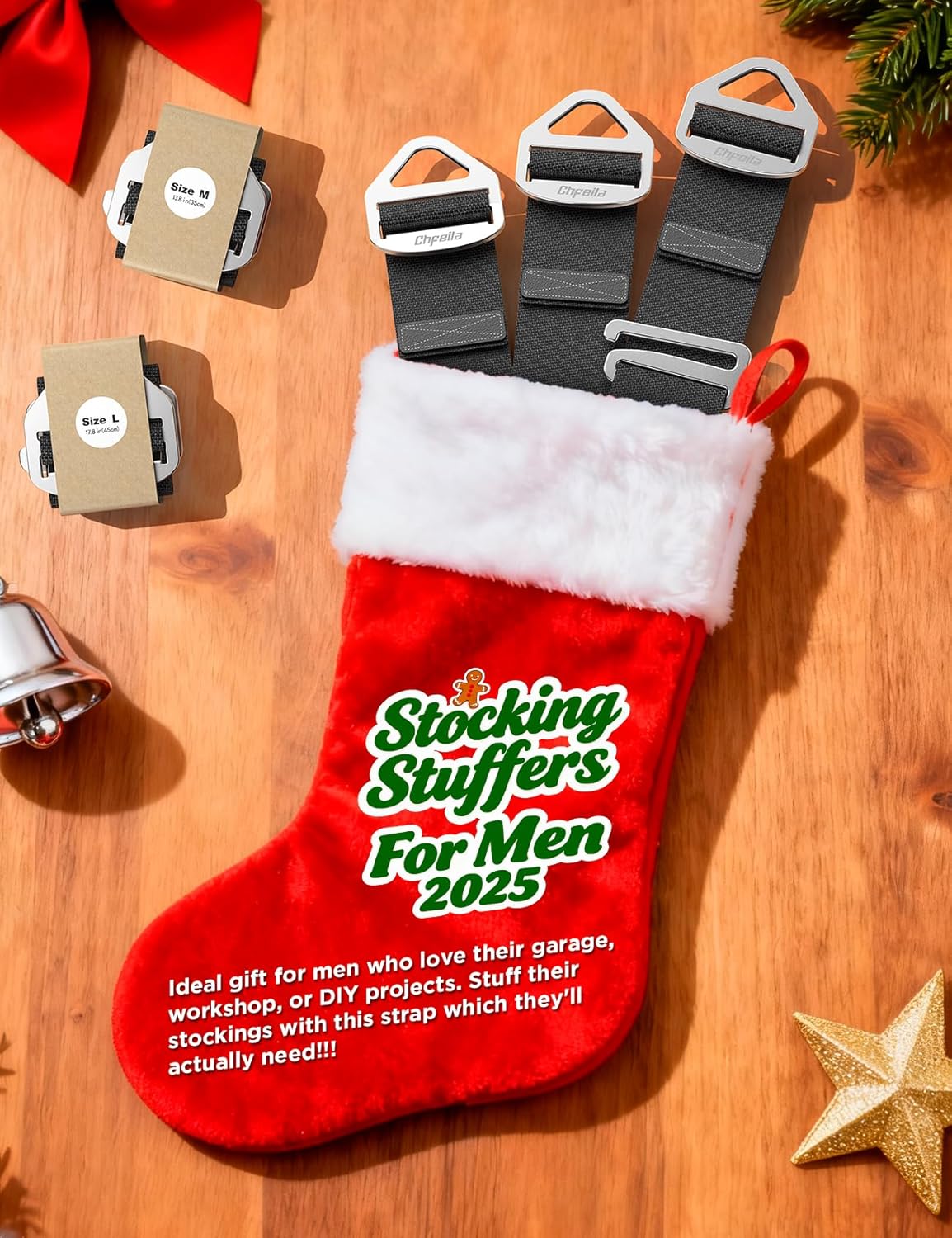 2025 Stocking Stuffers for Men, 8 Pack One Hand Operate Gravity Tighten Extension Cord Holder Organizer, Hose Rope Storage Straps, Workshop Garage Organization Gadgets Tools, Christmas Gifts for Dad