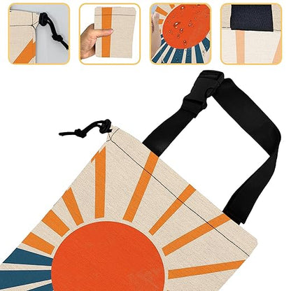 Vintage Sunburst Car Garbage Bag, Small Car Trash Bag Hanging Back of Seat,Drawstring Car Trash Bag with Adjustable Buckle,Car Accessories for Camping Travelling