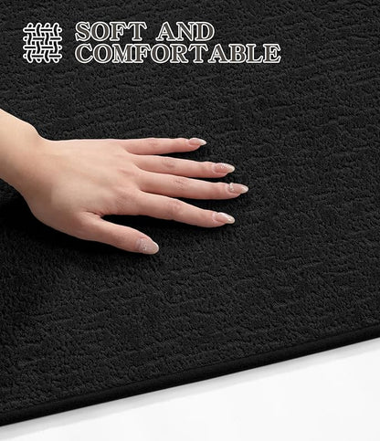 chakme Bathroom Rugs Mat 24x17, Ultra Thin Non Slip Bath Mat Quick Dry Absorbent Bath Mat for Bathroom Floor, (Black, 24"x17")