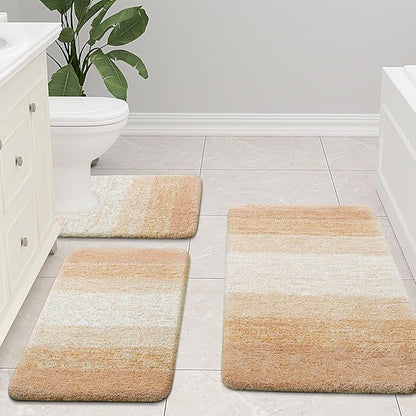 Arotive Microfiber Bathroom Rugs, Shaggy Soft and Absorbent Bath Rug, Non-Slip, Thick Plush Machine Washable Dry Bath Mats for Bathroom, Tub and Shower, 50x30, Beige, Rectangular
