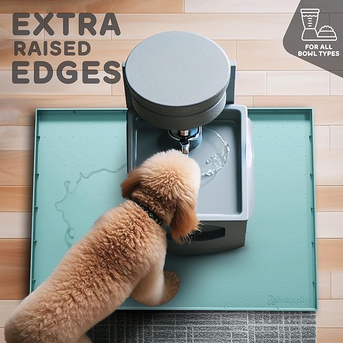 32x24x1” XL Dog Food Mat - All Purpose Under Sink Liner, Washer and Dryer Covers for The Top, Silicone Griddle Mat for Blackstone - Raised Edges Dog Mat for Food and Water Prevent Spill, Waterproof