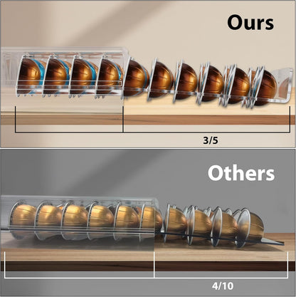 Clear Acrylic Coffee Pod Drawer for Nespresso Vertuo – 40-Pod Double-Sided Pull-Out Organizer
