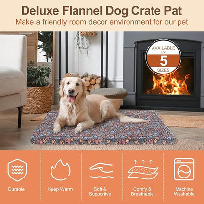 BEAUTYZOO Dog Bed Crate Pad 42 x 28 inch, Washable Dog Crate Mat for X-Large Sized Dogs, Anti-Slip Pet Crate Bed Kennel Pad, Durable Cozy Puppy Sleeping Mat Rectangle Mattress, Colorful Paw