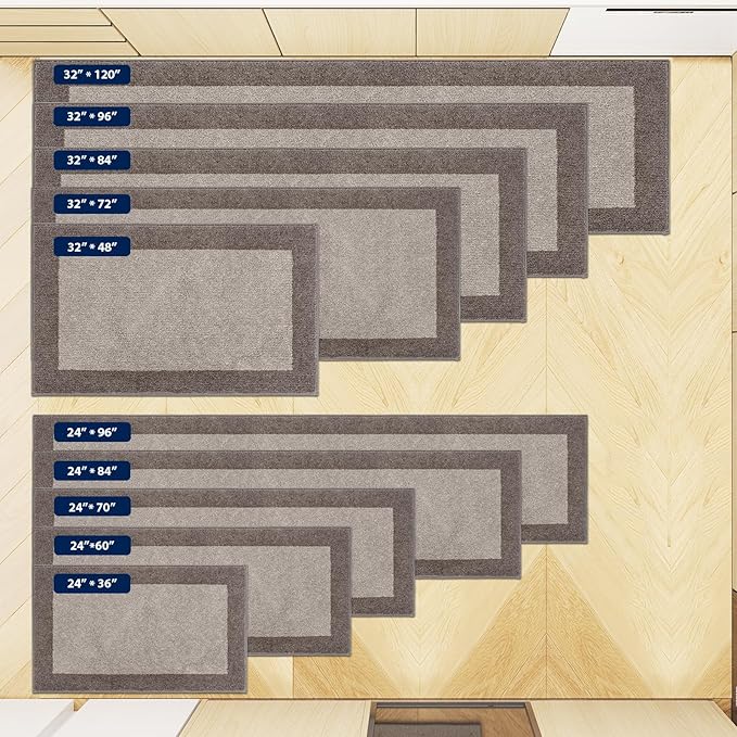 DOMUSTEX Machine Washable Runner Rug 32" x 96", Non Slip Kitchen Mat for Floor, Absorbent Entryway Rug for Kitchen, Bedroom, Living Room, Hallway, Door (Roll Packing)