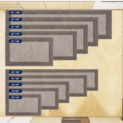 DOMUSTEX Machine Washable Runner Rug 32" x 96", Non Slip Kitchen Mat for Floor, Absorbent Entryway Rug for Kitchen, Bedroom, Living Room, Hallway, Door (Roll Packing)