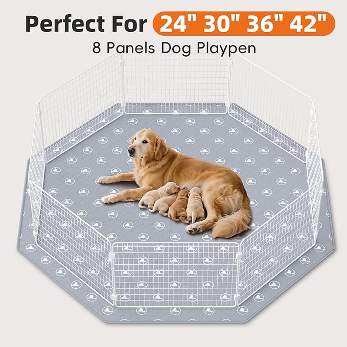 PJYuCien Washable Pee Pads for Dogs 2 Pack, 89" x 33" Octagonal Non-Slip and Leak-Proof Pee Mat, Puppy Training Pads for Whelping, Playpen, Crate, Bed （24/30/36/42'' 8 Panels Pen）