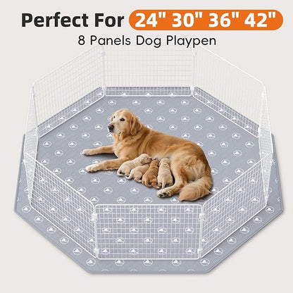 PJYuCien Washable Pee Pads for Dogs 2 Pack, 89" x 33" Octagonal Non-Slip and Leak-Proof Pee Mat, Puppy Training Pads for Whelping, Playpen, Crate, Bed （24/30/36/42'' 8 Panels Pen）