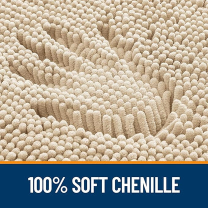 OLANLY Bathroom Rugs 59x35, Extra Soft Absorbent Chenille Bath Rugs, Rubber Backing Quick Dry, Machine Washable Bath Mats for Bathroom Floor, Tub and Shower, Home Decor Accessories, Beige