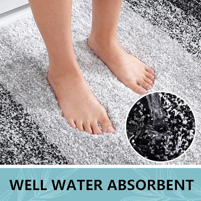 Arotive Microfiber Bathroom Rugs, Shaggy Soft and Absorbent Bath Rug, Non-Slip, Thick Plush Machine Washable Dry Bath Mats for Bathroom, Tub and Shower, 44x24, Black, Rectangular