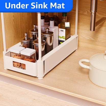 Clear Shelf Liners for Kitchen Cabinets: 19.8" Wide Large Waterproof Under Sink Mat - 19.8" x 288" Translucent Non-Adhesive Easy to Cut Cabinet Drawer Liner for Pantry
