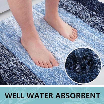 Arotive Microfiber Bathroom Rugs, Shaggy Soft and Absorbent Bath Rug, Non-Slip, Thick Plush Machine Washable Dry Bath Mats for Bathroom, Tub and Shower, 40x24, Blue, Rectangular