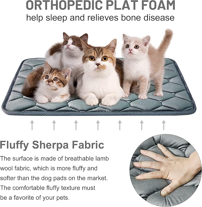 luckyvo Dog Crate Mats,Soft Kennel Pads Washable with Anti-Slip Bottom,Dog Kennel Pads for Sleeping,Pets Mattress Cat Dog Beds for Large Medium Dogs(41x27,Grey)