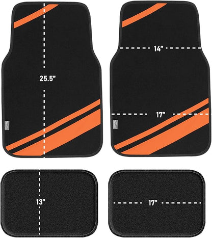 FH Group Car Floor Mats - Carpet Floor Mats for Cars, Universal Fit Automotive Floor Mats, All Purpose Car Floor Mats, Carpet Protector Mat for Most Sedan, SUV, Truck Floor Mats Orange