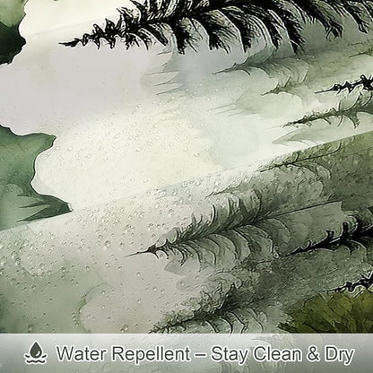 Litabel Dark Green Misty Pine Forest Shower Curtain, Mountain Foggy Woodland Scenery Tree Shower Curtains for Chic Rustic Bathroom, Abstract Modern Waterproof Nature-Themed Decor, 72x72 Inches