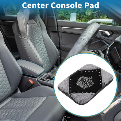 Car Armrest Cushion Pad Non-slip 12.20"x9.06" Seat Box Cover Protector Flannel Gray,Black Center Console Lid