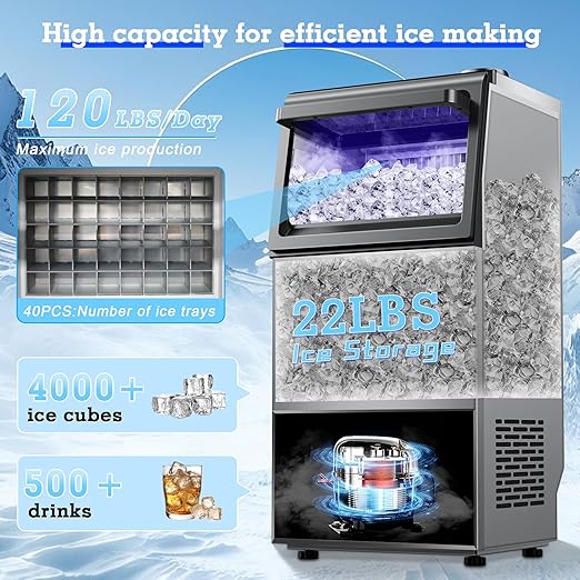 Ice Machine Commercial Ice Maker Machine 120lbs/24H