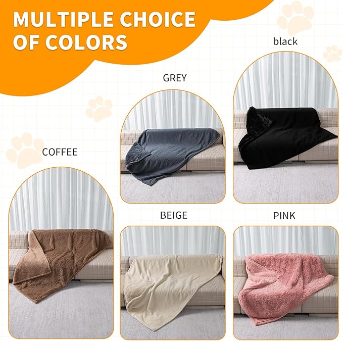 Wowchine Waterproof Dog Blanket Pink Fluffy Long Faux Fur Pet Throw Blankets 28x20in for Couch Love Bed Cover Washable(Pink,XS)
