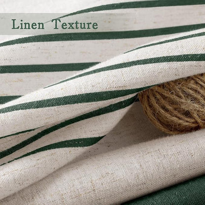 XOGUIBO Dark Green Shower Shower Curtain Boho Linen Striped Shower Curtains for Bathroom with Tassel 72 X 72