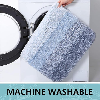 Arotive Microfiber Bathroom Rugs, Shaggy Soft and Absorbent Bath Rug, Non-Slip, Thick Plush Machine Washable Dry Bath Mats for Bathroom, Tub and Shower, 44x24, Light Blue, Rectangular