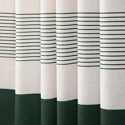 XOGUIBO Dark Green Shower Shower Curtain Boho Linen Striped Shower Curtains for Bathroom with Tassel 72 X 72