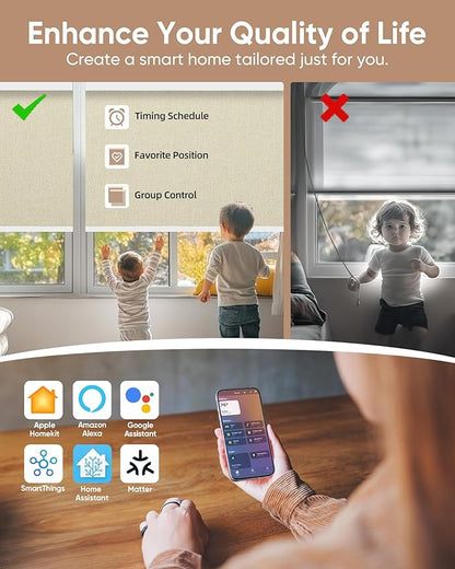 Kincmo Motorized Blinds with Remote, 100% Blackout Motorized Roller Shades Work