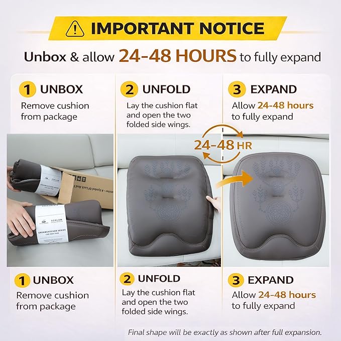 Comfort Dreamcatcher Car Seat Cushion Non-Slip - Relaxing, Optimal Support & Posture for Long Drive (Single Seat (Coffee Brown))