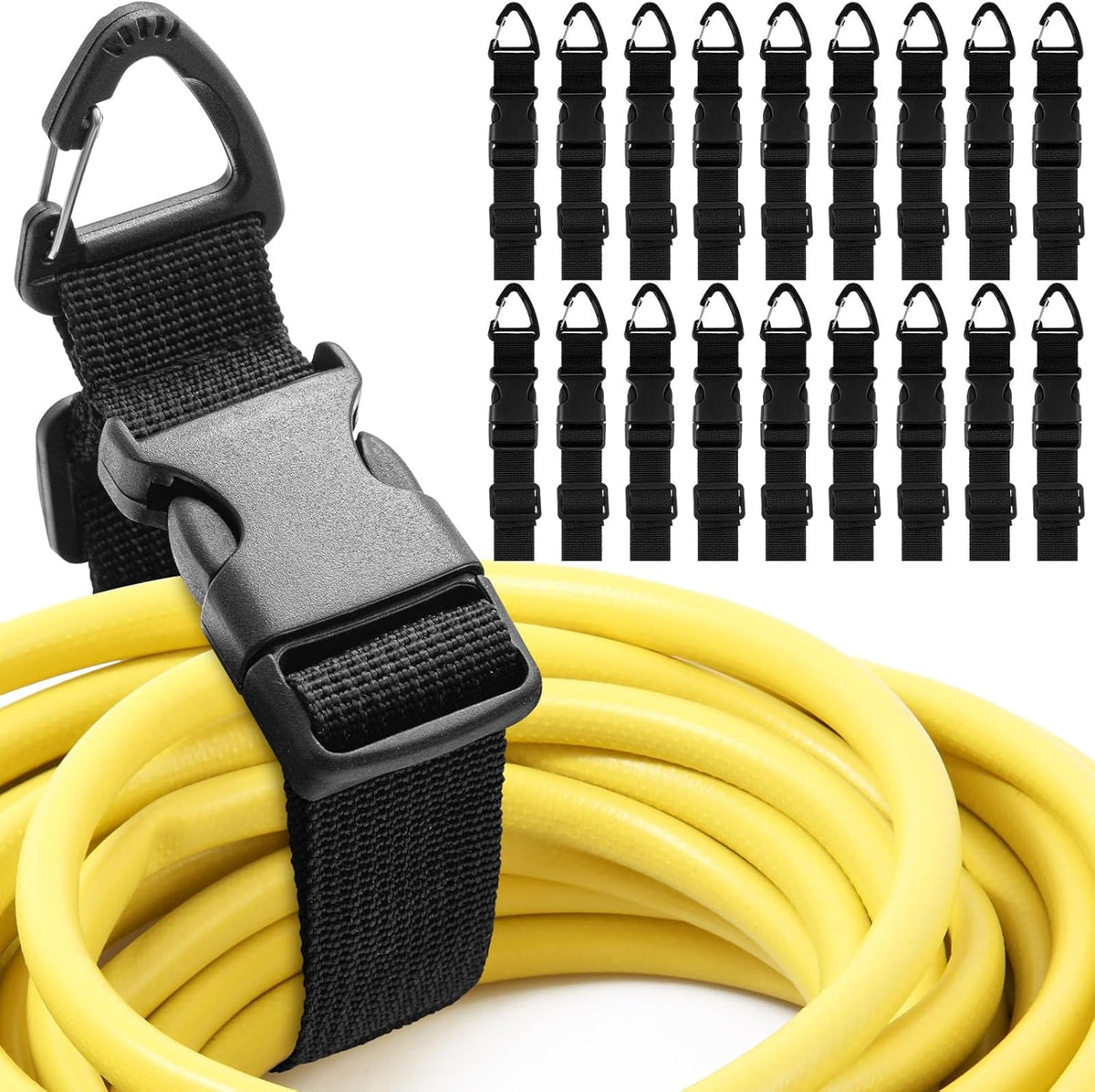 18 Pack 17 Inch Adjustable Extension Cord Holder Organizer with Triangle Clips Heavy Duty Storage Straps Extension Cord Hanger for Men Workshop and Garage Organization and Storage (Black)