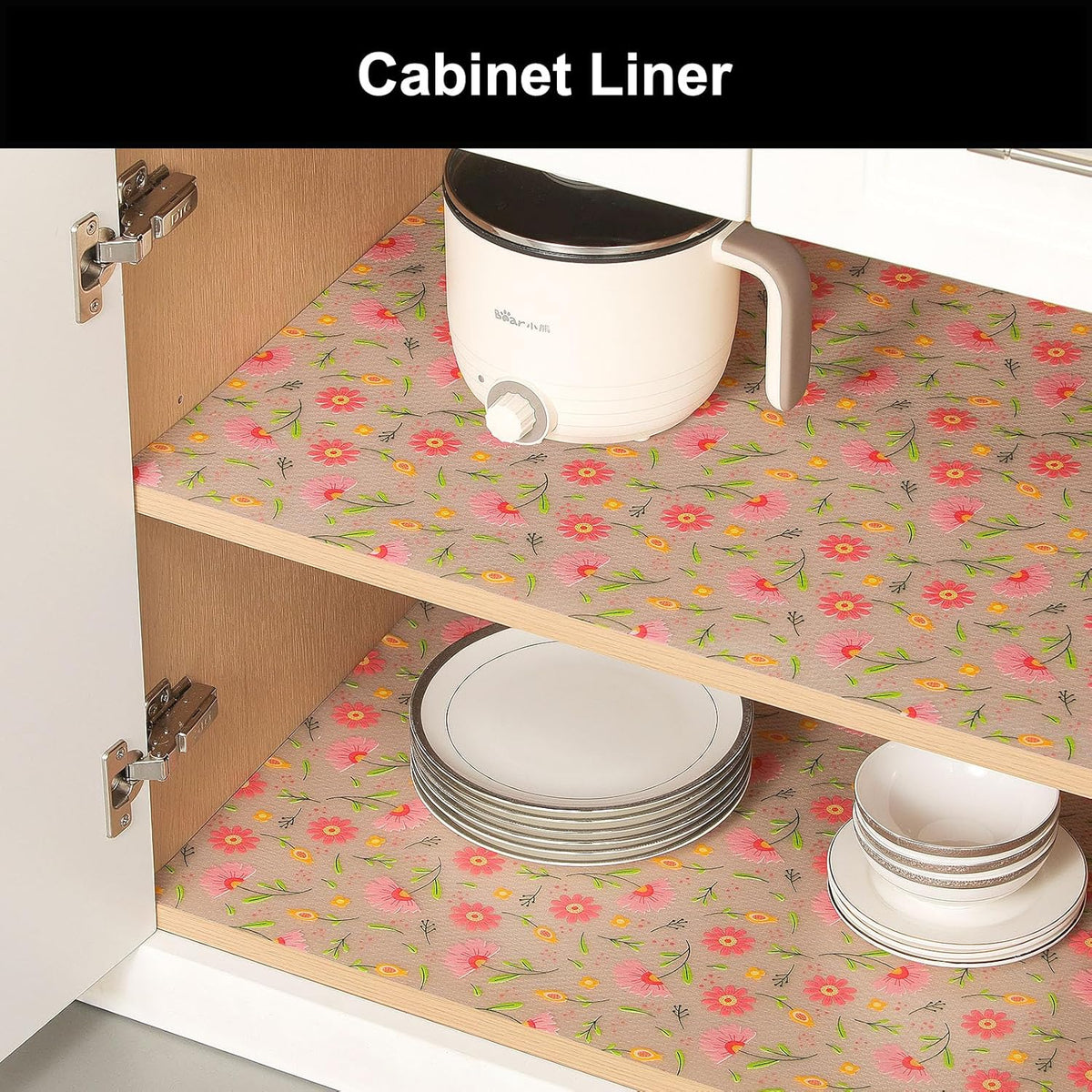 Cooyes Shelf Liner – Premium Non-Adhesive Cabinet & Drawer Liner for Kitchen – Waterproof Shelf Paper with Modern Pattern – Durable EVA Cabinet Mat – Easy to Cut (23.6" W x 118" L)