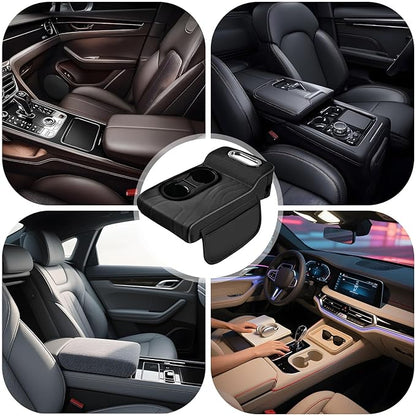 LAFANDE Car Armrest Cushion | Heightening Pad Arm Rest for Car, Center Console Cover with Storage Bags Cup Holder, Tissue Box Slot, Easy to Install and Clean
