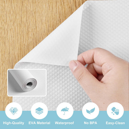 PABUSIOR White Self-Adhesive Drawer Liner: 11.8 Inch x 120" Kitchen Cabinet Paper - Easy to Cut Waterproof Shelf Liner for Narrow Pantry Shelves
