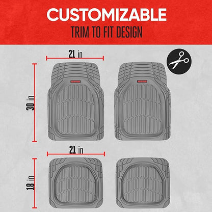 Motor Trend Front Floor Mats FlexTough Tortoise - Heavy Duty Rubber Floor Mats for Car SUV Van & Truck - All Weather Protection - Deep Dish Mats