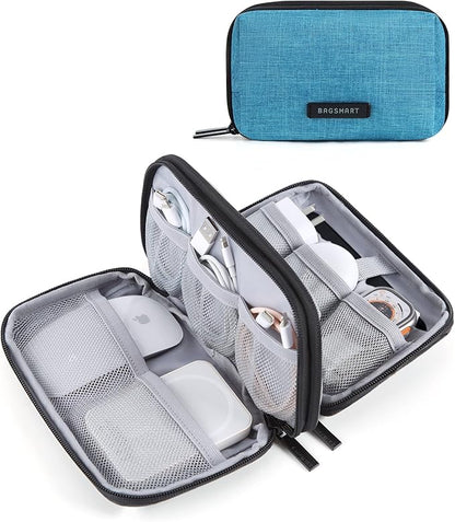 BAGSMART Electronics Organizer Travel Case, Cable Charger Cord Tech Organizer Pouch for Phone Charger Accessories, Dark Green