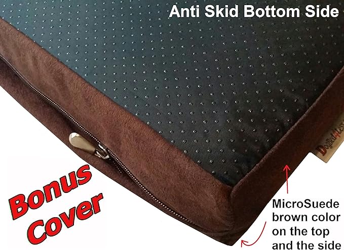 Dogbed4less Orthopedic Dog Bed with Memory Foam for Pet, Waterproof Liner with Durable Nylon and Bonus Microsuede Antislip External Covers (Ballistic in Seal Brown, Large 41" Length X 27" Width)