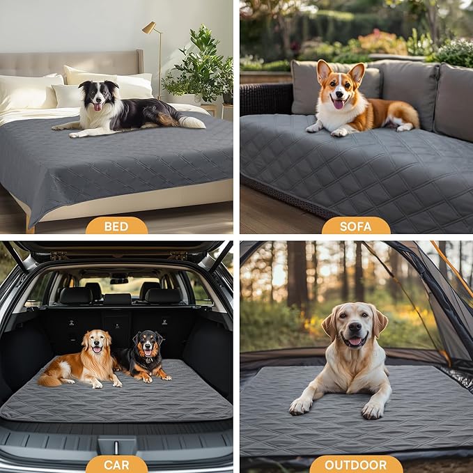 Luciphia 100% Waterproof Couch Cover Blanket for Dogs Anti-Slip Pet Couch Protector Sofa Mat Puppy Cat with Non-Slip Bottom, Grey, 30x70 Inch