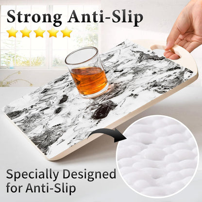 Drawer and Shelf Liner for Kitchen Cabinet: 17 in X 20 Ft Non Slip Waterproof Shelf Paper Non Adhesive Refrigerator Liners Grey and White Marble Easy Liners for Bathroom with Knife Tape Measure