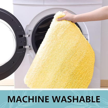 Arotive Microfiber Bathroom Rugs, Shaggy Soft and Absorbent Bath Rug, Non-Slip, Thick Plush Machine Washable Dry Bath Mats for Bathroom, Tub and Shower, 30x20, Yellow, Rectangular