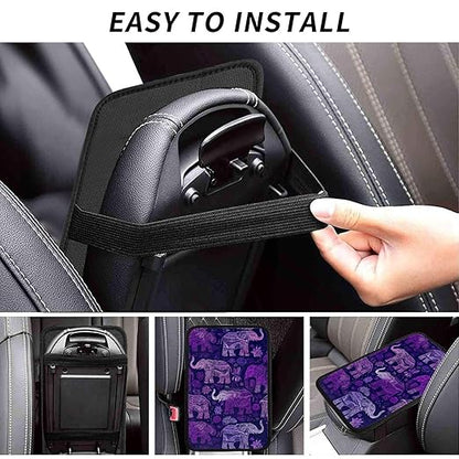 Purple Elephant Car Auto Armrest Cushion Cover Accessories Center Console Seat Box Pad Protector Universal Decoration for Most Vehicle SUV Truck