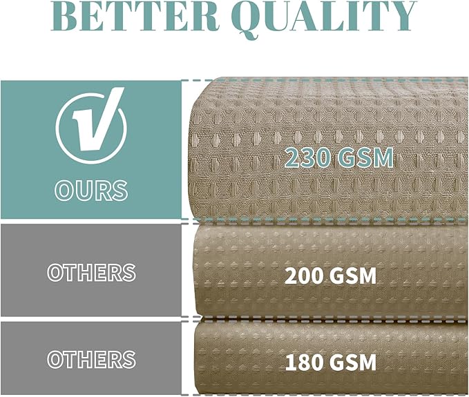 eachope Khaki No Hook Waffle Weave Shower Curtain with snap-in Liner Replacement, 230GSM Waterproof Fabric Hotel Shower Curtain Set for Bathroom, Through Mesh Top Window,71Wx86H