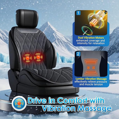3-in-1 Cooling Car Seat Cushion with Massage, 16 Fans Ventilated Seat Cooler, 12V Front Seat Summer Cooling Seat Cover for Car SUV Truck, Fits All Seasons (Black)