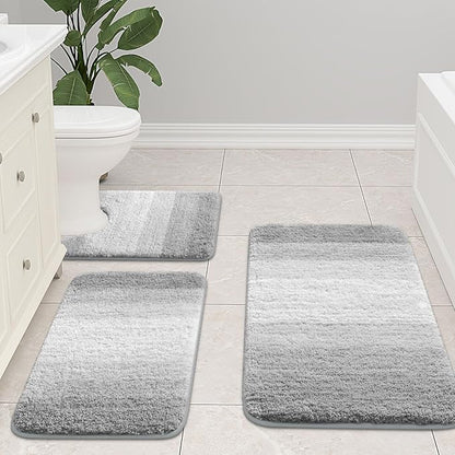 Arotive Microfiber Bathroom Rugs, Shaggy Soft and Absorbent Bath Rug, Non-Slip, Thick Plush Machine Washable Dry Bath Mats for Bathroom, Tub and Shower, 36x24, Light Grey, Rectangular
