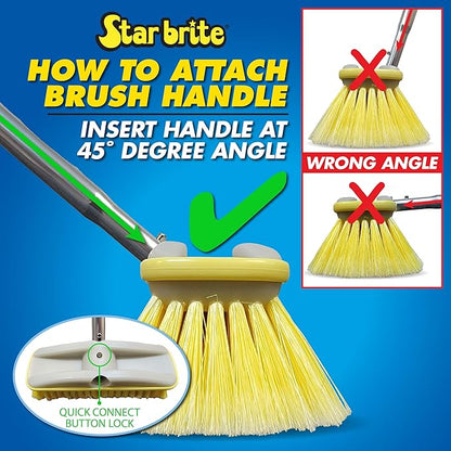 STAR BRITE 8" Durable Cleaning Brush - Soft, High-Density Star Prene Fibers for Finished Surfaces & Light Cleaning - Fits 3/4" Threaded or Extend-A-Brush Handles - Soft Bristle, Yellow (040013)