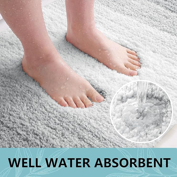 Arotive Microfiber Bathroom Rugs, Shaggy Soft and Absorbent Bath Rug, Non-Slip, Thick Plush Machine Washable Dry Bath Mats for Bathroom, Tub and Shower, 36x24, Light Grey, Rectangular