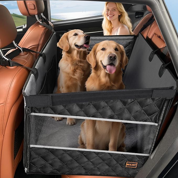 MIXJOY XL Dog Car Seat for Large Medium Dogs, Back Seat Extender for Pets, Waterproof Pet Carseat for Medium Sized Dog, Hammock for Pet, with Storage Pocket for Cars/SUV/Truck(XL)