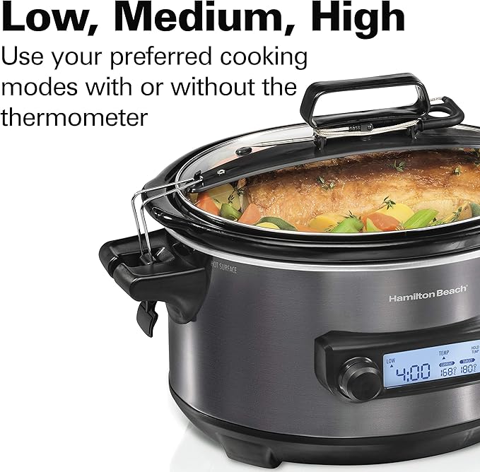 Hamilton Beach Portable 6 Quart Set & Forget Digital Programmable Slow Cooker