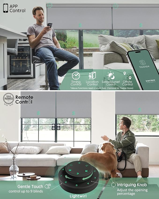 Yoolax Motorized Blinds with Remote, Waterproof Smart Blinds