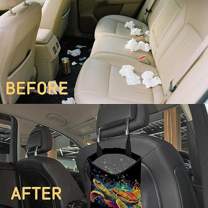 Watercolor Sea Turtle Car Garbage Bag, Small Car Trash Bag Hanging Back of Seat,Drawstring Car Trash Bag with Adjustable Buckle,Car Accessories for Camping Travelling