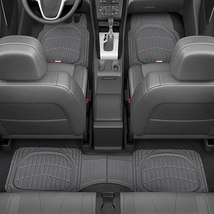 Motor Trend FlexTough™ Contour Heavy Duty Rubber Car Floor Mats with Cargo Liner - All Weather Full Set Front & Rear Floor Mats fits Most Cars Truck SUV, Automotive Floor Mat