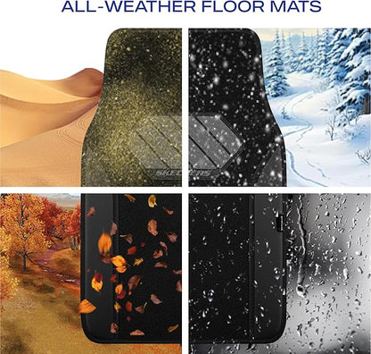 Skechers Car Floor Mats,Waterproof Universal Fit Faux Leather Car Mats,Floor Mats for Cars with Anti-Slip Heel Pad,Fit for SUVs,Vans,Sedans,Trucks,Black